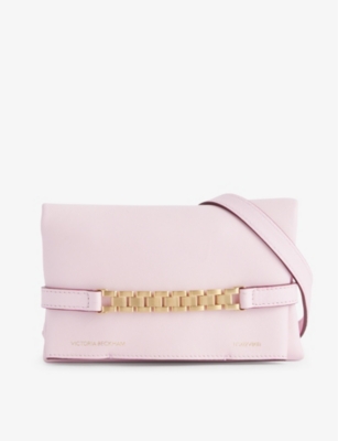 Victoria Beckham Womens Orchid Chain-embellished Mini Leather Pouch Bag