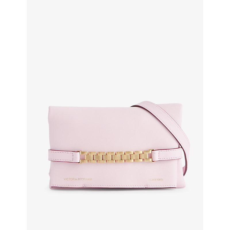 Victoria Beckham Womens Orchid Chain-embellished Mini Leather Pouch Bag In Pink
