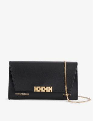 Victoria Beckham Womens Black Chain-embellished Leather Wallet On Chain