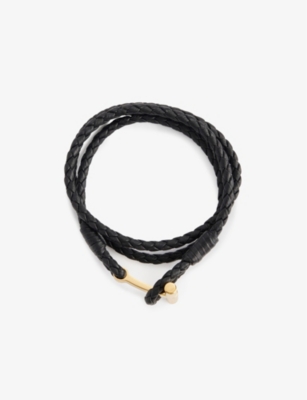 TOM FORD: Braided T-bar leather bracelet