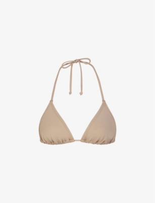 Shop Skims Women's Desert Signature Swim Triangle Padded Stretch Recycled-nylon Bikini Top