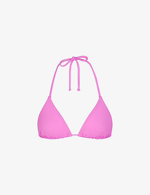 SKIMS: Signature Swim triangle padded stretch recycled-nylon bikini top