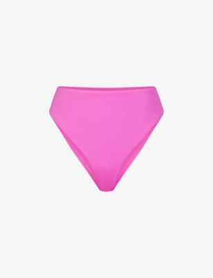 Shop Skims Women's Neon Orchid Signature Swim Mid-rise Stretch Recycled-nylon Bikini Bottoms