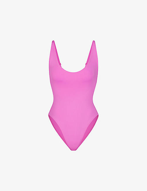SKIMS: Signature Swim scoop-neck stretch recycled-nylon swimsuit
