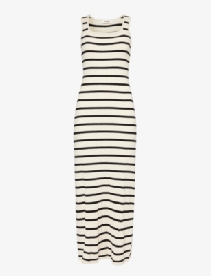 Thea black white stripe ribbed store midi dress