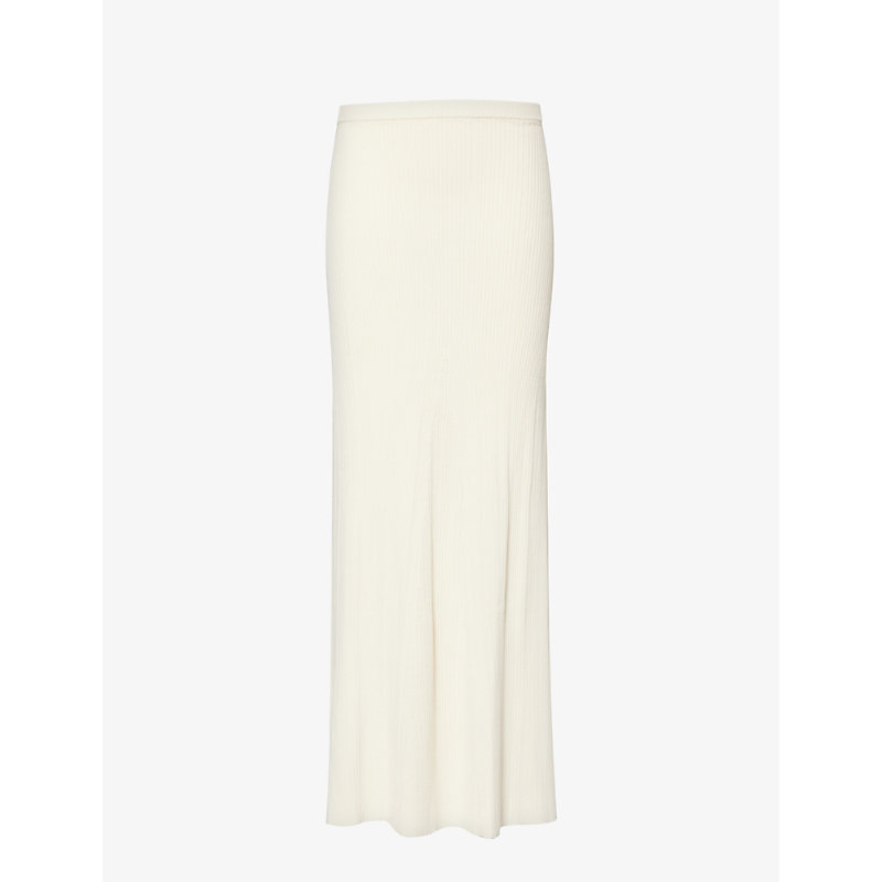 4th & Reckless Kerin Flared-hem Knitted Maxi Skirt In Cream