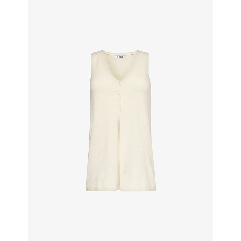 4th & Reckless Chloe V-neck Knitted Waistcoat In Cream