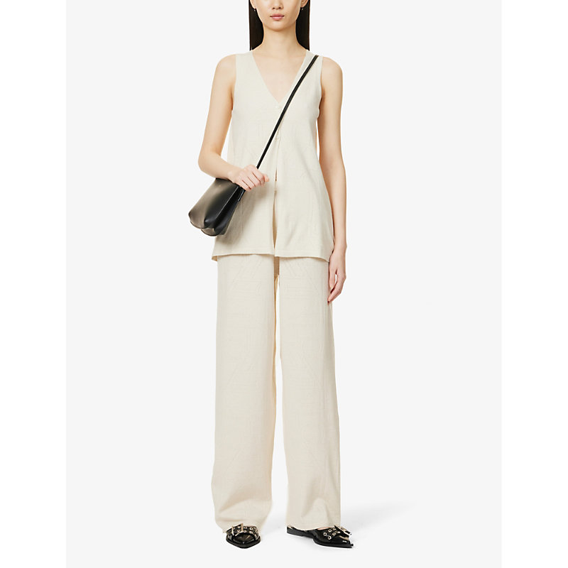 Shop 4th & Reckless Women's Cream Chloe Wide-leg Knitted Trousers