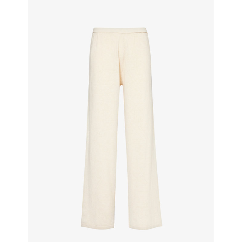 4th & Reckless Chloe Wide-leg Knitted Trousers In Cream