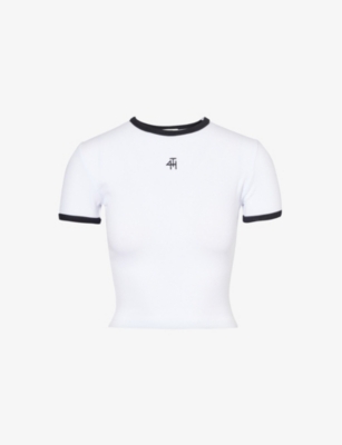Shop 4th & Reckless Women's White Livv Baby Logo-print Stretch-woven Blend T-shirt