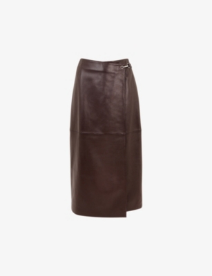 WHISTLES: Josie wrap leather midi skirt
