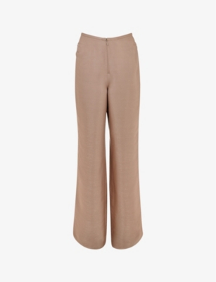 WHISTLES: Teigan flared-leg high-rise metallic-satin trousers