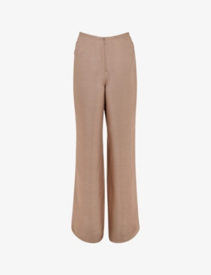 Whistles Womens Barely Black Teigan Flared-leg High-rise Metallic-satin Trousers In Barely Black