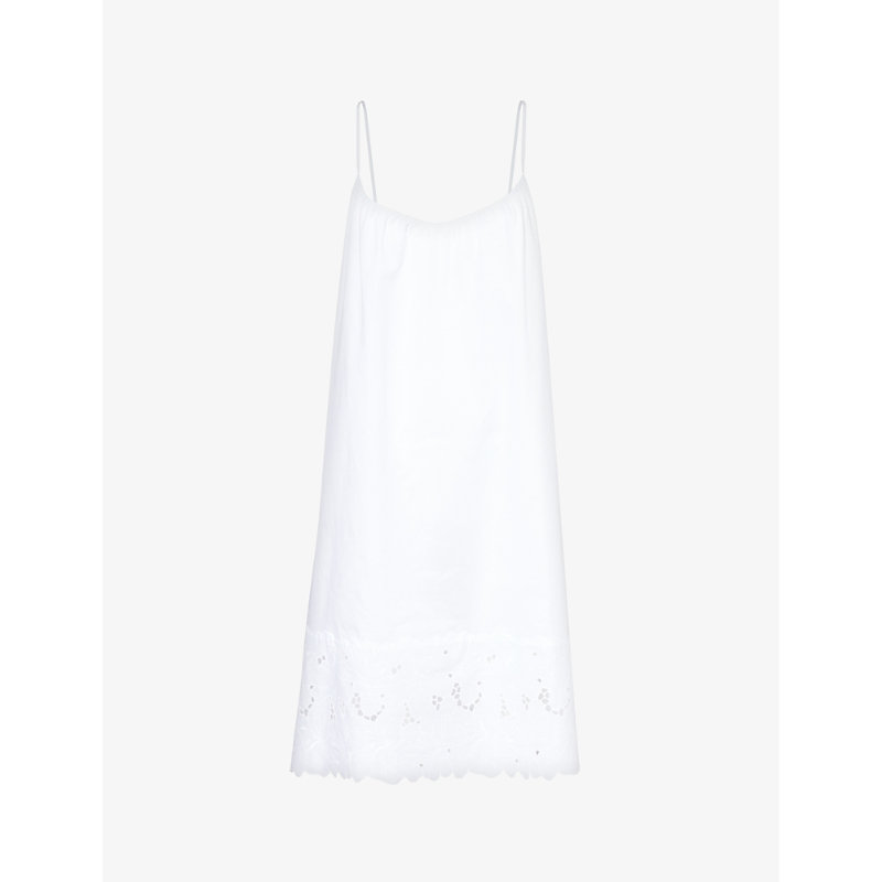 Shop Hanro Women's White Clara Logo-embroidered Cotton Pyjama Dress