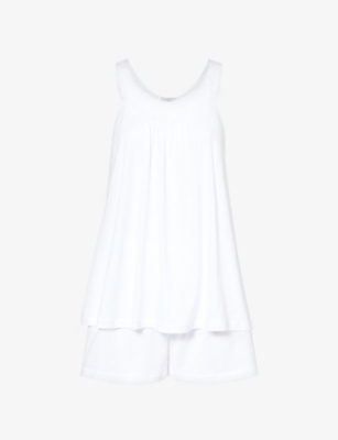 Shop Hanro Women's White Clara Logo-embroidered Cotton Pyjama Set