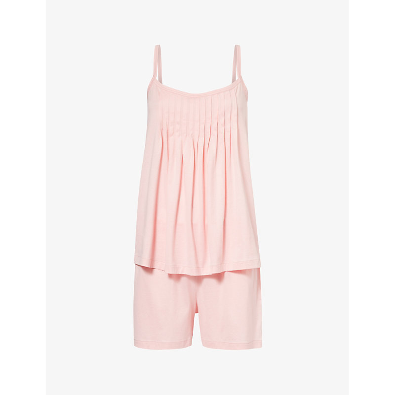 Shop Hanro Womens Coral Pink Juliet Scoop-neck Cotton-jersey Pyjama Set