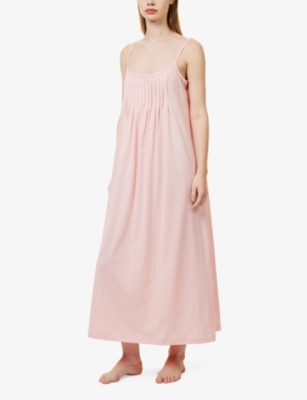 Shop Hanro Women's Coral Pink Juliet Scoop-neck Cotton-jersey Night Dress