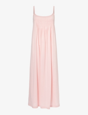 Shop Hanro Juliet Scoop-neck Cotton-jersey Night Dress In Coral Pink