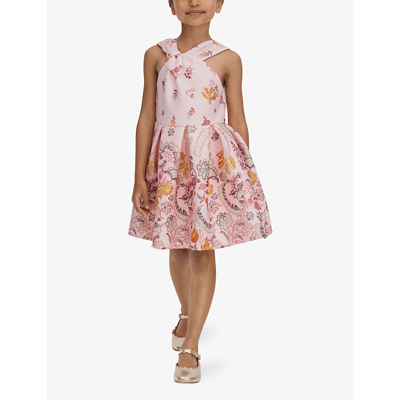 Shop Reiss Alice Floral-print Scuba Dress 4-14 Years In Pink