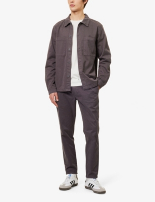 Shop Arne Men's Grey Garment-dyed Tapered-leg Stretch-cotton Trousers