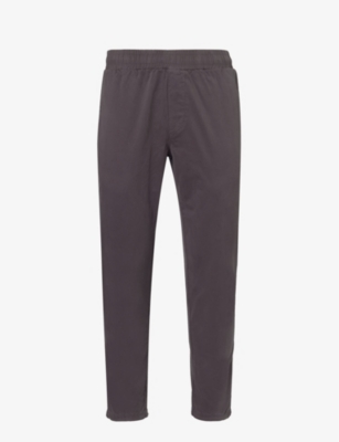 Shop Arne Mens Grey Garment-dyed Tapered-leg Stretch-cotton Trousers