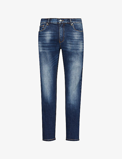 ARNE: Belt-loops brand-patch tapered-leg slim-fit stretch-denim jeans