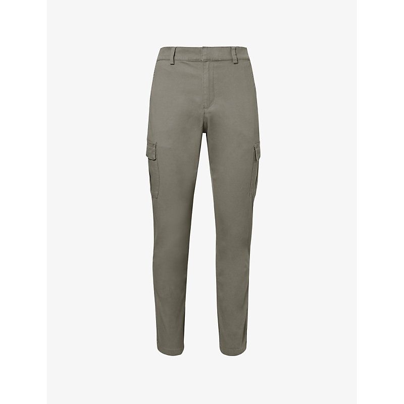 Arne Mens Olive Tapered-leg Stretch-cotton Cargo Trousers