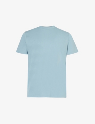 Shop Arne Men's Light Blue Essential Interlock Short-sleeved Cotton-jersey T-shirt