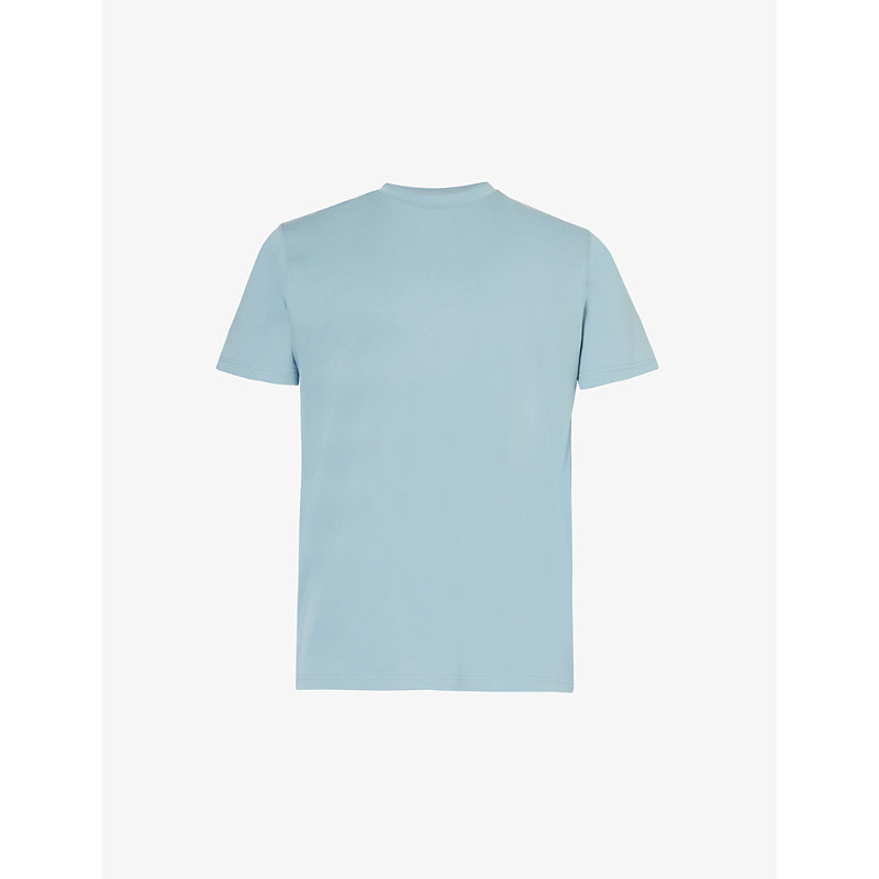 Shop Arne Men's Light Blue Essential Interlock Short-sleeved Cotton-jersey T-shirt