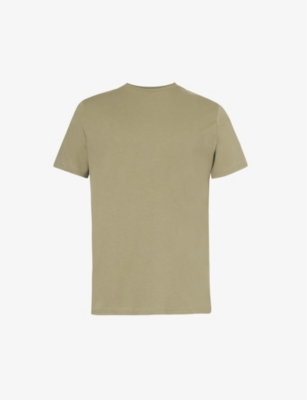 Shop Arne Mens Sage Luxe Brand-embroidered Cotton-jersey T-shirt