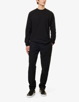 Shop Arne Men's Black Cargo-pocket Relaxed-fit Stretch-woven Trousers