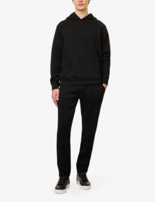Shop Arne Men's Black Slip-pocket Long-sleeved Stretch-woven Hoody