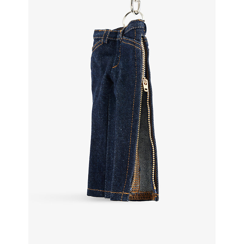 Shop Toga Men's Blue Mini Jeans Branded Fabric Key Ring