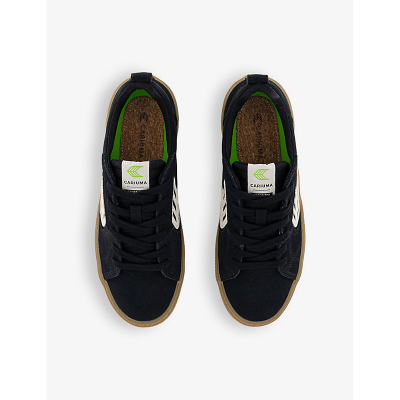 Shop Cariuma Catiba Pro Suede And Organic-cotton Low-top Trainers In Black Gum Ivory