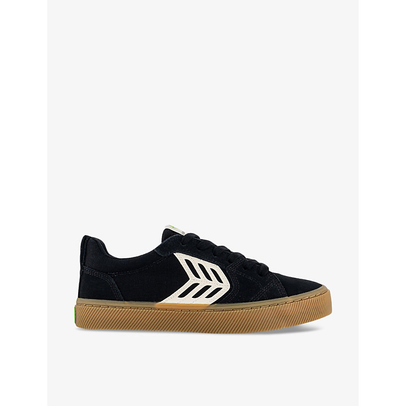 Shop Cariuma Catiba Pro Suede And Organic-cotton Low-top Trainers In Black Gum Ivory