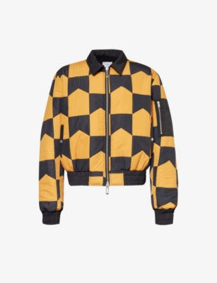 Shop Rhude Chevron-print Quilted Shell Jacket In Black And Orange
