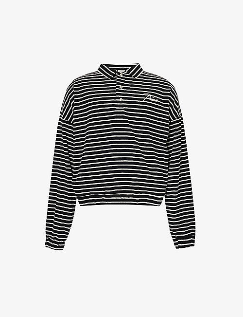 RHUDE: Striped logo-embroidered cotton-blend shirt