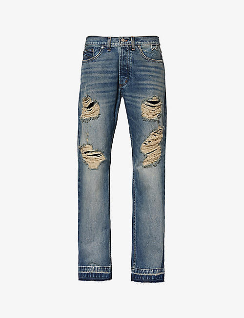 RHUDE: Beach Bum distressed regular-fit straight-leg jeans