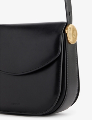 Shop Jil Sander Womens Black Coin Leather Cross-body Bag