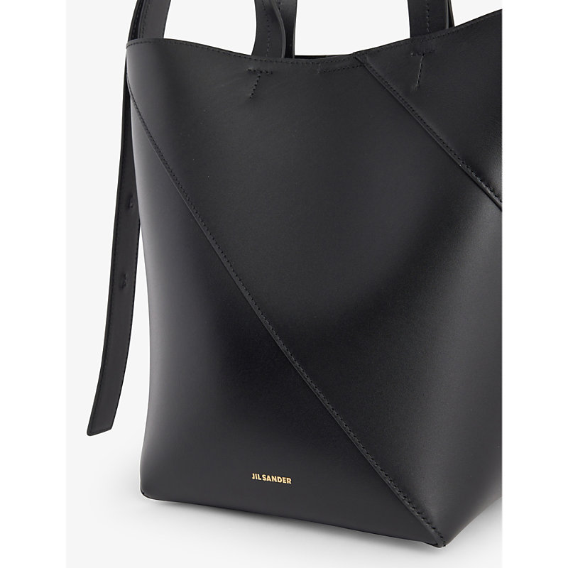 Shop Jil Sander Vertigo Leather Cross-body Bag In Black