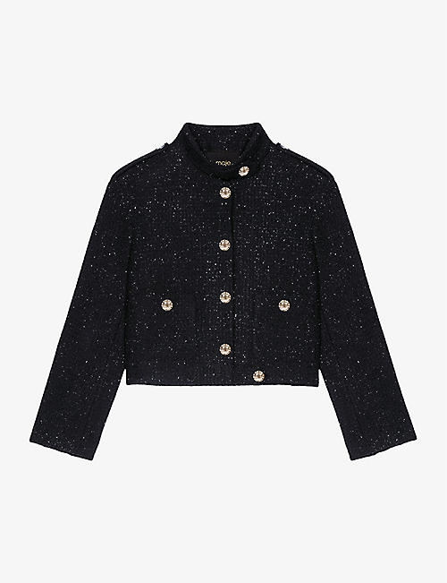 MAJE: Patch-pocket tweed jacket