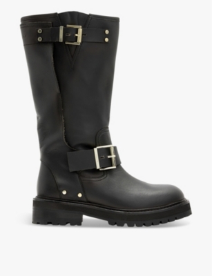 Black biker boots womens uk on sale