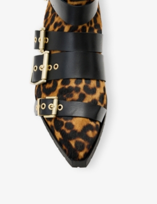 ALLSAINTS: Jane buckle-embellished heeled leather ankle boots