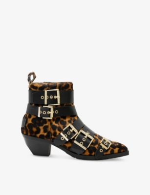 ALLSAINTS: Jane buckle-embellished heeled leather ankle boots