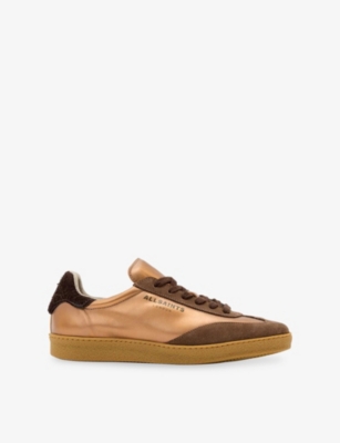 Allsaints: Thelma logo-embossed leather low-top trainers