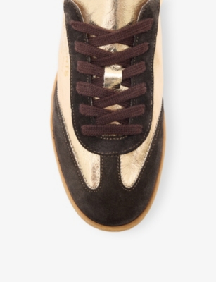 ALLSAINTS: Thelma logo-embossed metallic leather low-top trainers