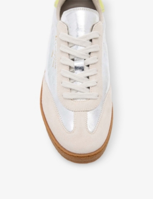 ALLSAINTS: Thelma logo-embossed metallic leather low-top trainers