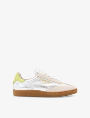 ALLSAINTS: Thelma logo-embossed metallic leather low-top trainers