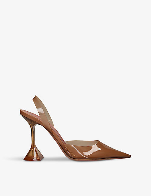 AMINA MUADDI: Holli Glass pointed-toe PVC slingback heels