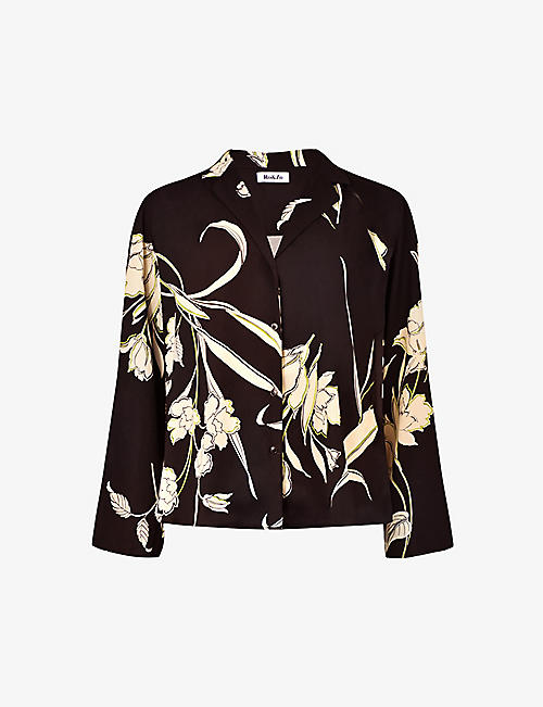 RO&ZO: Climbing-floral oversized recycled polyester-blend blouse